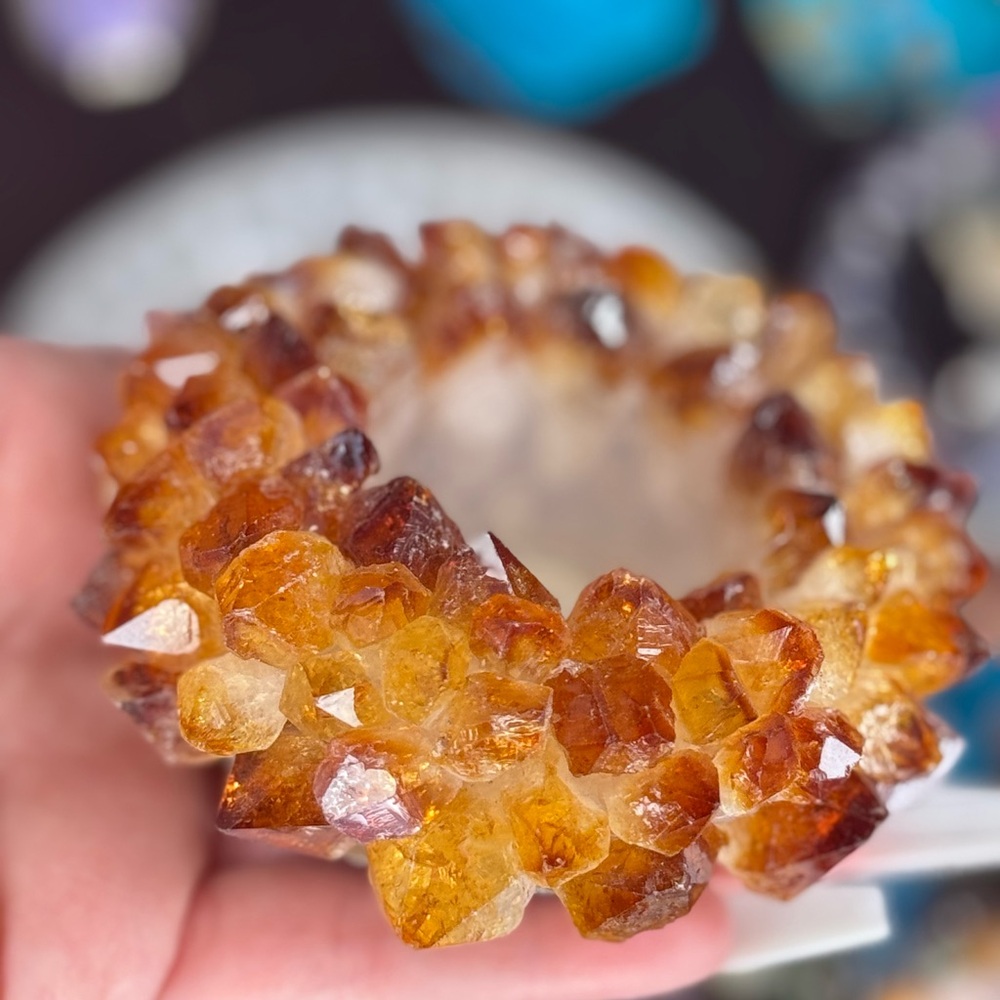Natural Citrine Point Crystal Candle or Sphere Holder Brazil Statement Display - Picture 14 of 16